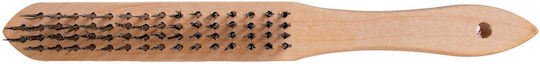 Wire Brush Rust Removal Wooden Handle 4 Rows Wire Bristles Geko G00734