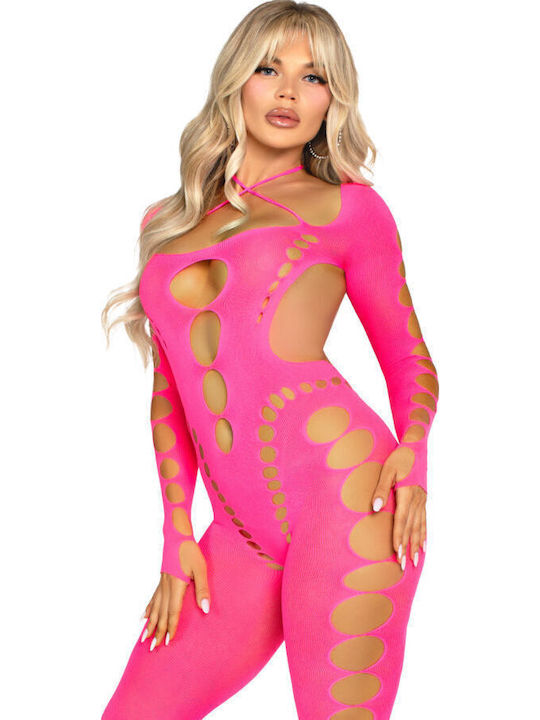 Leg Avenue Open Sexy Bodystocking with Open Crotch Pink