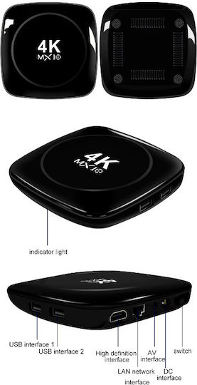 TV Box MX10 4K 812273 4K UHD with WiFi USB 2.0 / USB 3.0 4GB RAM