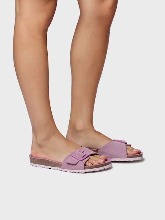 Leder Flache Sandalen für Damen Anatomisch in Lila Farbe