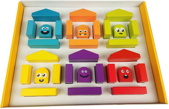 Cubika Cuburi De Construit Colorate Căsuțe Din Lemn Pentru 2+ Ani 30 Bucăți