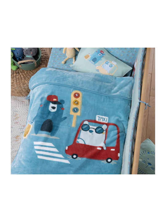 Nef-Nef Homeware Blanket Nursery Swaddling Blankets Traffic Velvet Turquoise Traffic 75x100cm