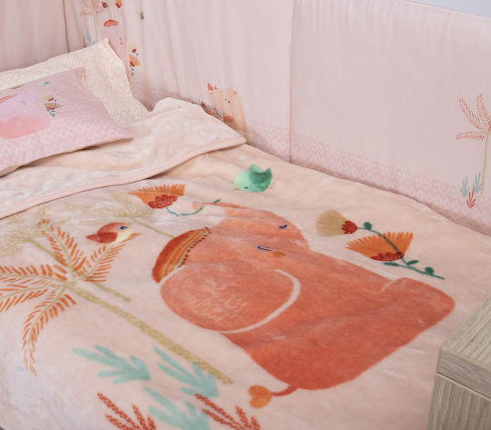 Nef-Nef Homeware Blanket Cot Indonesia Velvet Orange 100x140cm