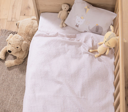 Nef-Nef Homeware Decke Kinderbett Happy Waffel Beige 110x150cm