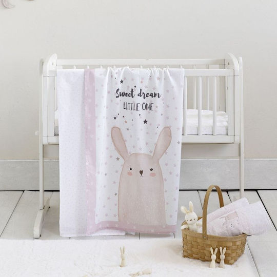Nima Lovely Bunny Baby Sheets Set Cradle Cotton Pink Pink 70x110cm 2pcs