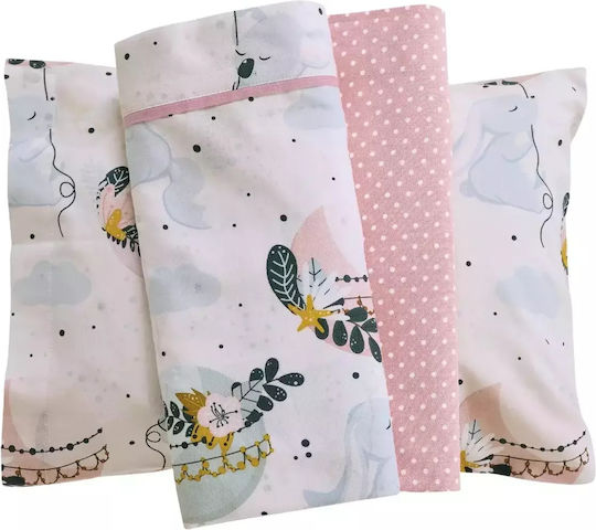 Das Home Fun 4915 Set Baby Bettlaken Für Wiege Baumwolle Hellblau, Minze, Rosa Bunt 70x120cm 2Stück