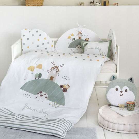 Nima Farm Baby Комплект Бебешки Чаршафи За Количка Памучни Многоцветни 120x170бр 3бр