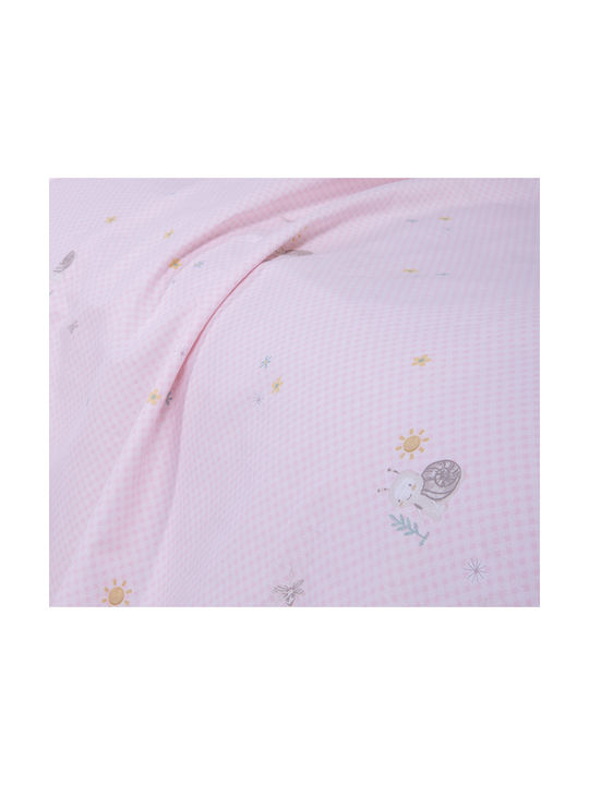 Nef-Nef Homeware Cute Snail Комплект Бебешки Чаршафи За Количка Памучни Розов 70x120бр 2бр