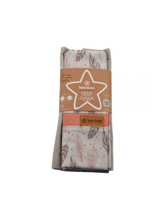 Bebe Stars Stars Set Baby Bettlaken Für Wiege Baumwolle Boho Gray 80x110cm 2Stück