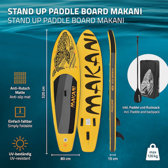 ECD Germany Makani Inflatable SUP Board with Length 3.2m Yellow