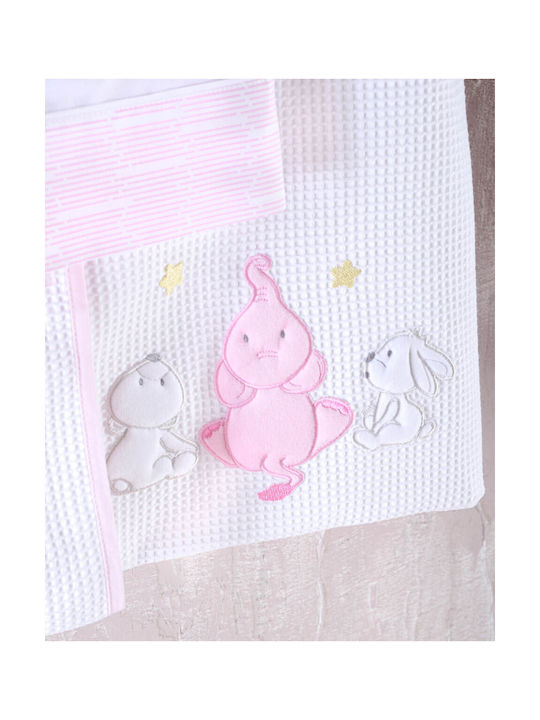 Rythmos Elephant Friends Poz Baby Sheets Set Crib Cotton Pink Gray 100x160cm 3pcs