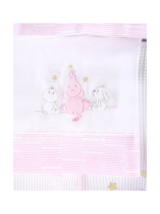Rythmos Elephant Friends Poz Baby Sheets Set Crib Cotton Pink Gray 100x160cm 3pcs