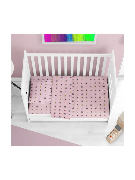 Dimcol Pink Fitted Baby Sheets 80x110cm