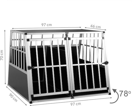XXL Hundetransportbox Schwarz Silber 97 x 90 x 70 cm