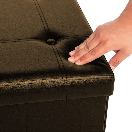 Stool For Living Room With Storage Space Leather Brown 80x40x40cm
