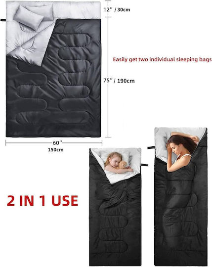Ohuhu Sleeping Bag Διπλό Black
