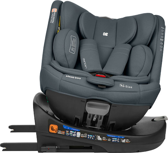 Kikka Boo i-Round Детско Столче за Кола i-Размер с Isofix Тъмно сиво