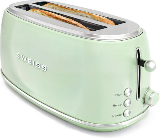 Sweiss Retro Toaster 2 Slots 1500W Pastel Green