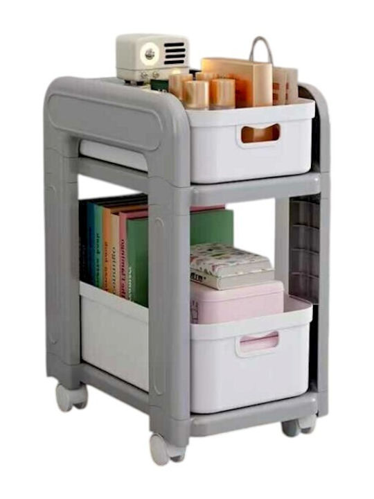 Plastic Kitchen Trolley 2 Tiers White 38x25x48cm