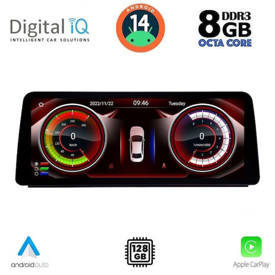 Digital IQ Car Audio System for BMW E60 2008-2011 (Bluetooth/USB/WiFi/GPS/Apple-Carplay/Android-Auto) with Touch Screen 10.25"