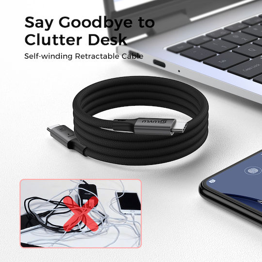 Cablu Luvlu Usb C 4.0 Usb C-C 8k@60hz 4k@144hz Pd 240w Încărcare Super Rapidă Design Magnetic Inteligent Transfer Date 40gbps Compatibil Thunderbolt 4 Cablu Încărcare Super Rapidă Iphone 16 Pro Max Galaxy S25 S24 Lungime 150cm