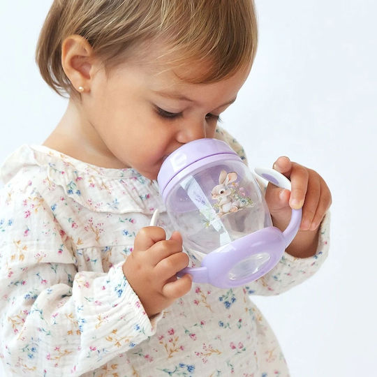 Kiokids Lavender Bunny Εκπαιδευτικό Μπιμπερό Πλαστικό με Λαβές Λιλά για 6m+ 270ml