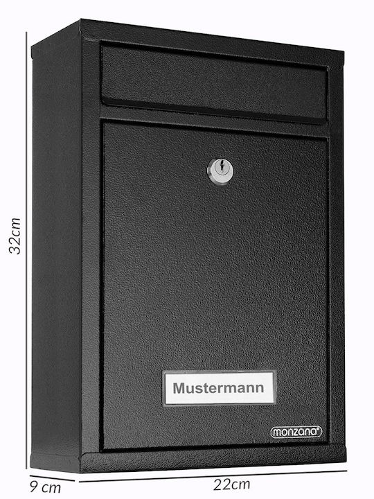 Deuba Cutie Poștală pentru Exterior Inox în Culoarea Negru 22x32x9cm