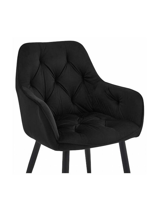 Scaune Bucătărie Catifelate Negre 1buc 56x62x83.5buc