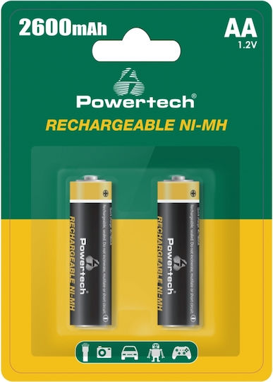Powertech Επαναφορτιζόμενες Μπαταρίες AA Ni-MH 2600mAh 1.2V 2τμχ