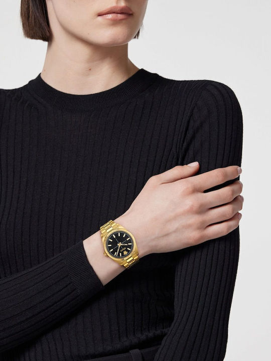 Versace Ceas Bărbați cu Baterie și Brățară Din Metal Aurie