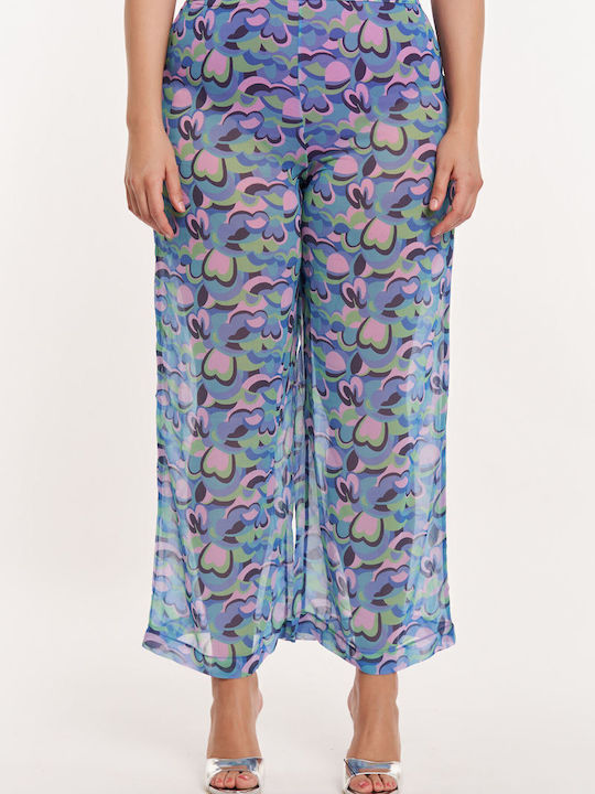 Women's High Waist Pantaloons with Rubber Band Light Blue