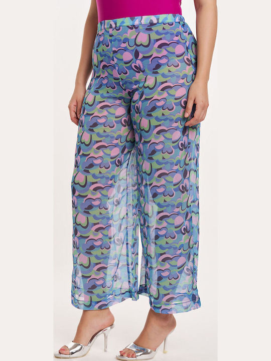 Women's High Waist Pantaloons with Rubber Band Light Blue