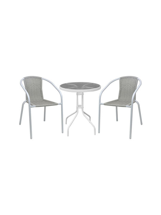 Dining Set for Small Outdoor Spaces Baleno 3 Pieces White E240.8W