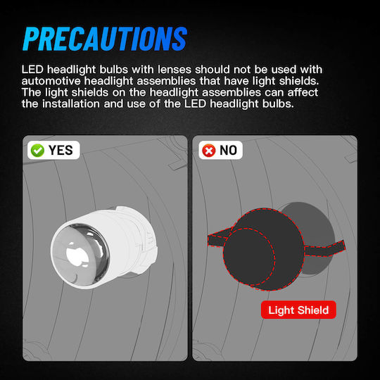 NovSight Λάμπες Αυτοκινήτου & Μοτοσυκλέτας H4 LED 6500K Ψυχρό Λευκό 12-24V 80W 2τμχ