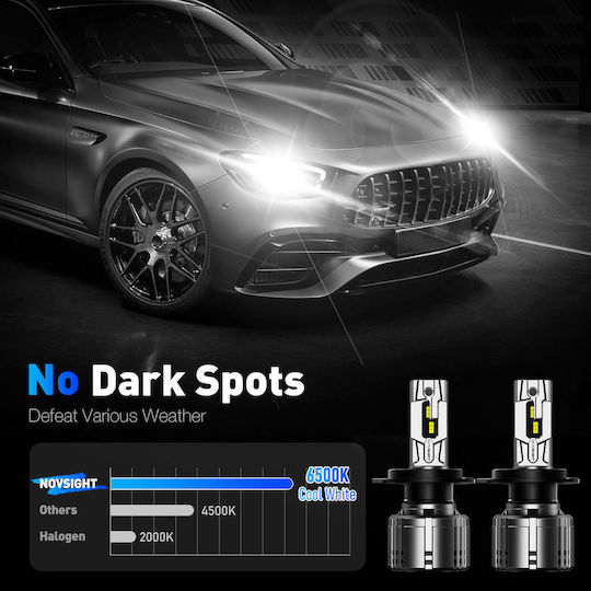 NovSight Lamps Car & Motorcycle H4 / T1 LED 6500K Cold White 12-24V 120W 2pcs