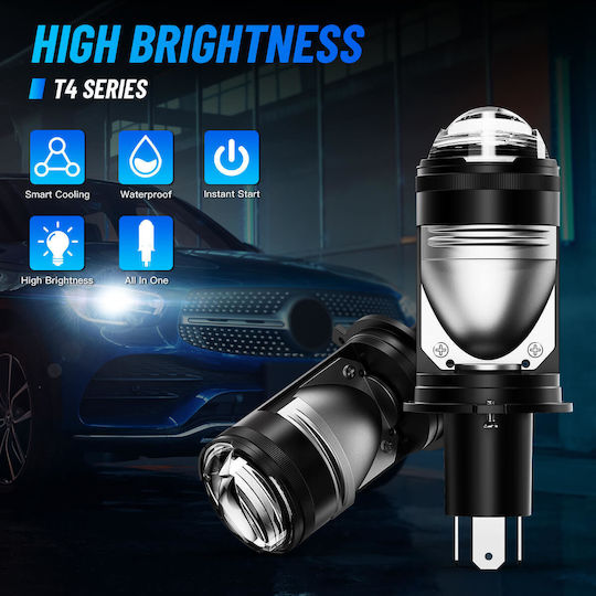 NovSight Λάμπες Αυτοκινήτου & Μοτοσυκλέτας H4 LED 6500K Ψυχρό Λευκό 12-24V 80W 2τμχ