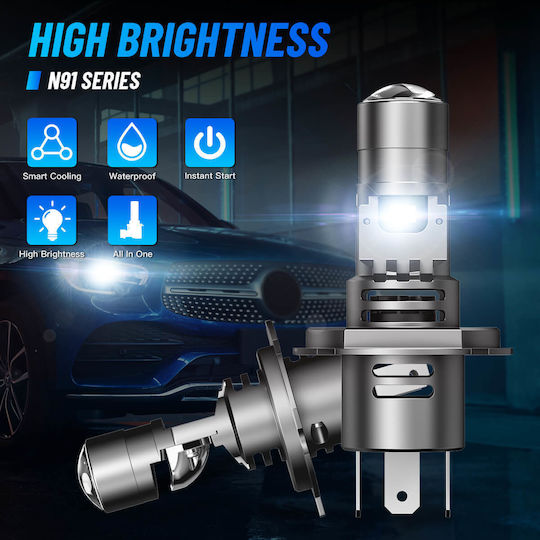 NovSight Λάμπες Αυτοκινήτου & Μοτοσυκλέτας H4 LED 6500K Ψυχρό Λευκό 12V 60W 2τμχ