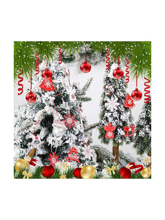 Ornament suspendat Mix Ornamente Din lemn Multicolor Set 12buc