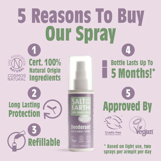 Salt of the Earth Salt Earth Deodorant sub formă de Spray Fără aluminiu 100ml