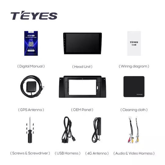 Teyes CC3 2K Auto-Navigationssystem BMW Serie 5 E39 1995-2003 6+128GB 9,5" QLED Octa-Core 2GHz Android 4G Bluetooth 5.1 DSP