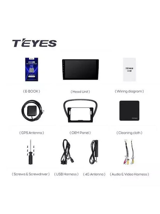 Teyes Cc3 2k Navigație Auto Peugeot 607 2004-2010 6+128GB 9.5" QLED Octa-core 2GHz Android 4G Bluetooth 5.1 DSP