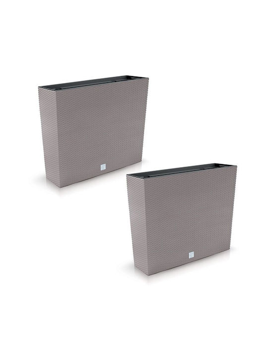 Set 2 Dekorative Pflanzgefäße Imitation Rattan Braun 58x18x49,8 cm Rato Case