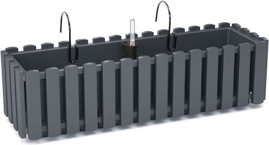 Set 2 Decorative Planters Metal Stand Irrigation System Anthracite 58x18x16.2 Cm Boardee Fencycase W