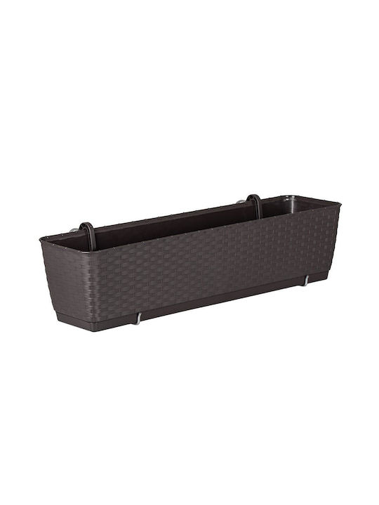 Set 4 Ghivece Decorative Suport Metalic Mercaton Imitatie Ratan Maro 49.2x17.2x17.4 Cm