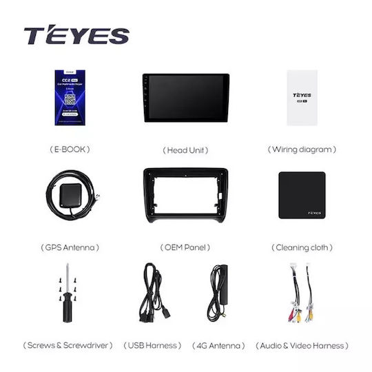 Teyes Sistem Audio Auto pentru Skoda Rapid Audi TT (8J) - TT (8J) 2006-2014 (Bluetooth/USB/WiFi/GPS/Apple-Carplay/Android-Auto) cu Ecran Tactil 9.5"