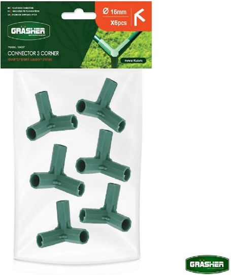 Grasher 3-Way Corner Connectors Φ.16mm Plant Supports 6 Pieces 104037