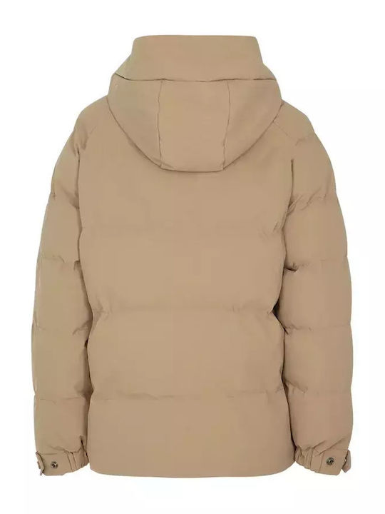 Karrie Puffer Jacket Μακρύ Γυναικείο Puffer Μπουφάν Αντιανεμικό Μπεζ
