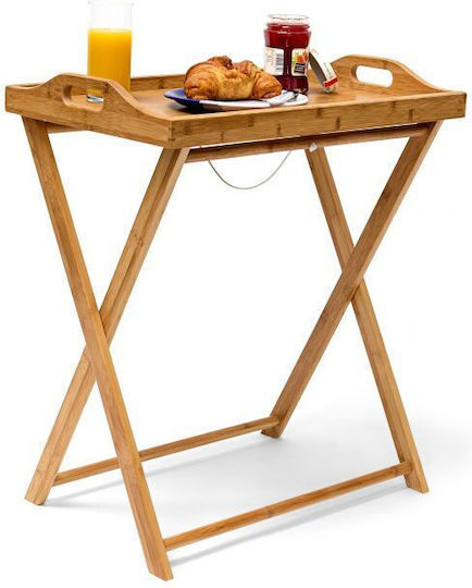 Relaxdays Bamboo Rectangular Serving Tray made of Bamboo in Brown Color 63.5x55x35cm 10019136 1pcs