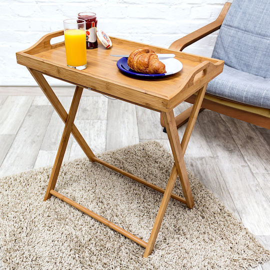 Relaxdays Bambus Dreptunghiular Tavă de Servire din Bamboo în Culoare Maro 63.5x55x35cm 10019136 1buc