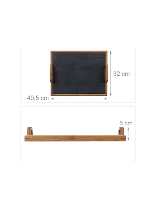 Relaxdays Bamboo Rectangular Serving Tray made of Bamboo with Handles in Black Color 40x40x32cm 10020957 1pcs